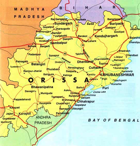 orissa tourist map